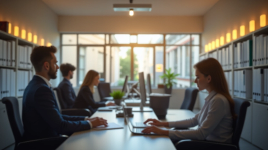 Environnement de travail fiscal moderne avec ordinateurs et documentation organisée